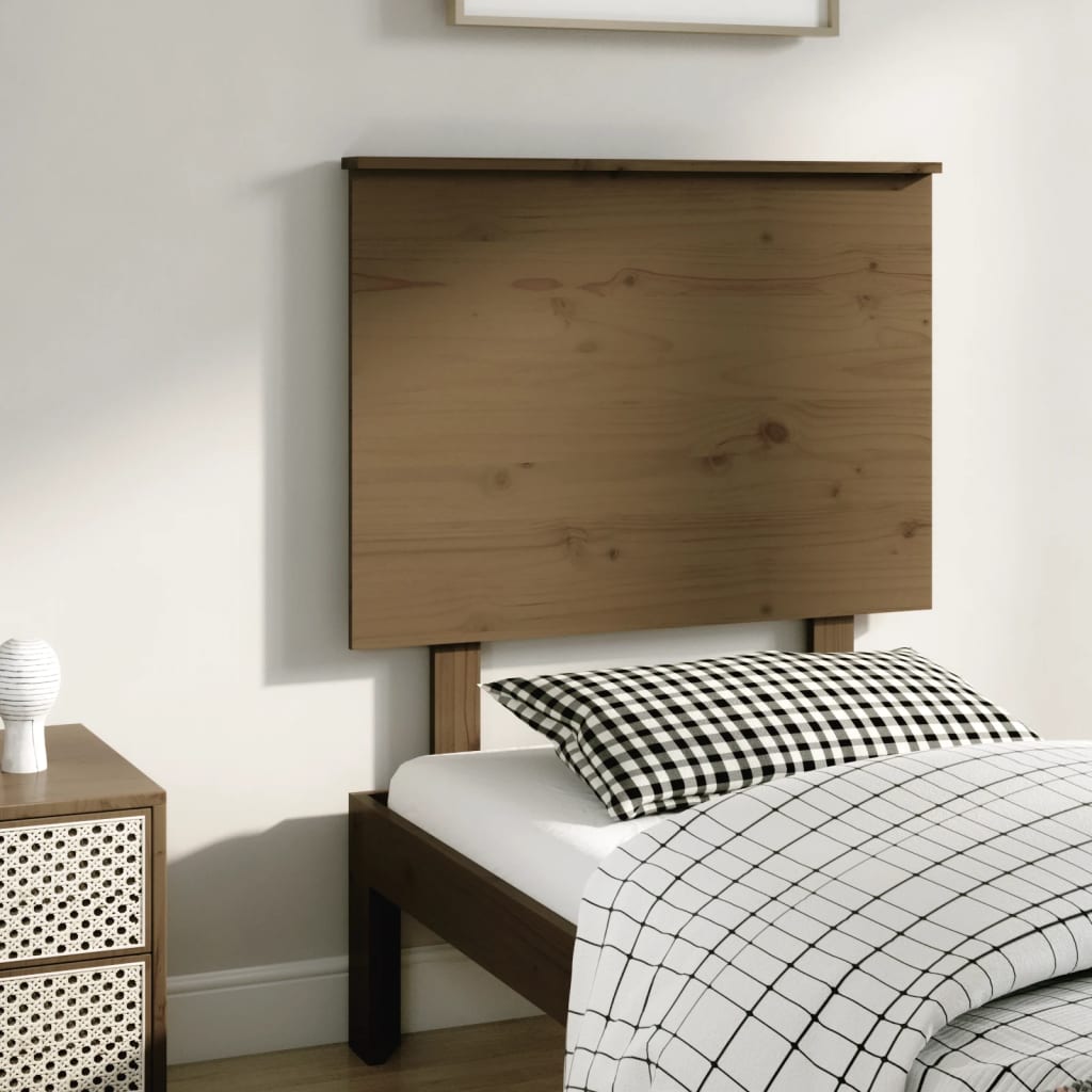Cabecero de cama madera maciza de pino marrón miel 79x6x82,5 cm