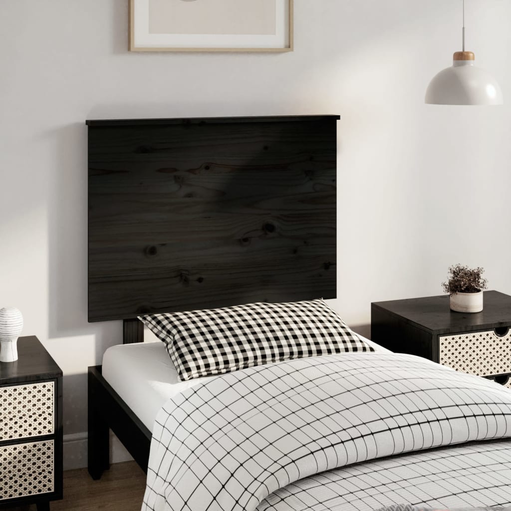 vidaXL Tăblie de pat, negru, 79x6x82,5 cm, lemn masiv de pin
