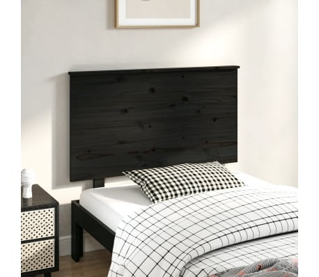 vidaXL T&ecirc;te de lit Noir 94x6x82,5 cm Bois massif de pin