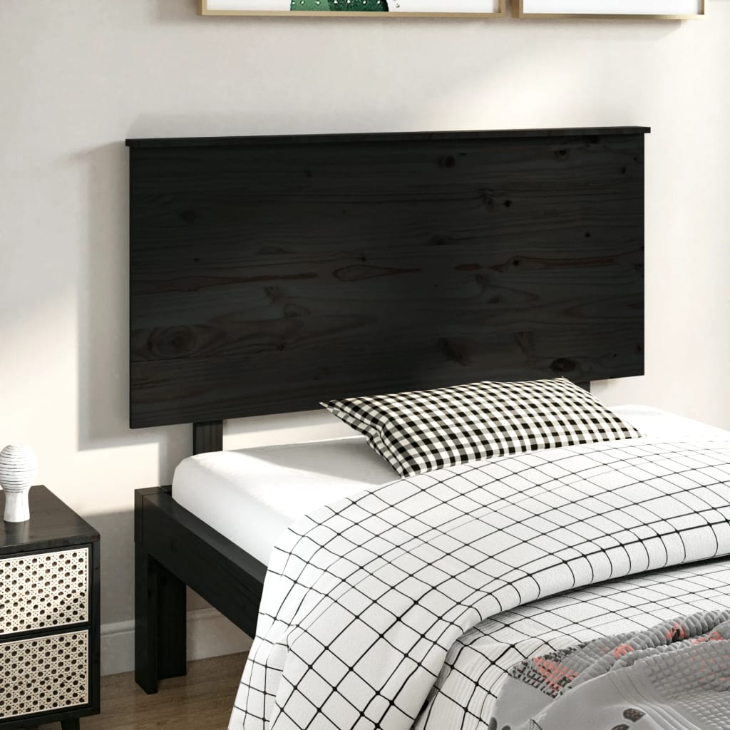 vidaXL Tăblie de pat, negru, 124x6x82,5 cm, lemn masiv de pin
