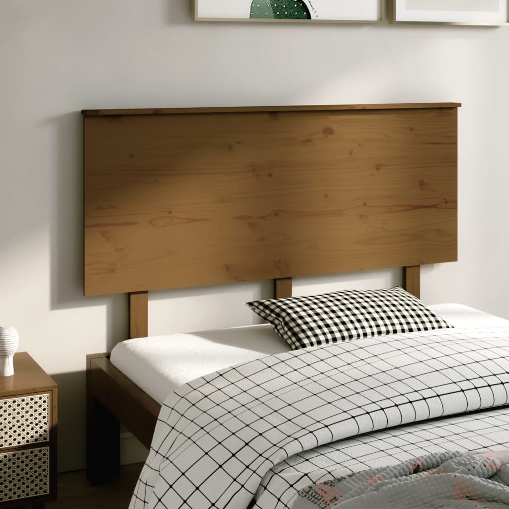 Cabecero de cama madera maciza de pino marrón miel 139x6x82,5cm