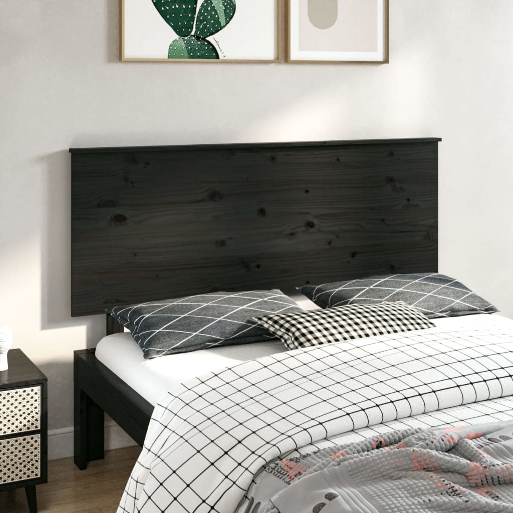 vidaXL Tăblie de pat, negru, 144x6x82,5 cm, lemn masiv de pin