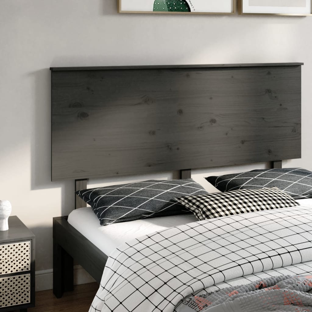 vidaXL Tăblie de pat, gri, 154x6x82,5 cm, lemn masiv de pin