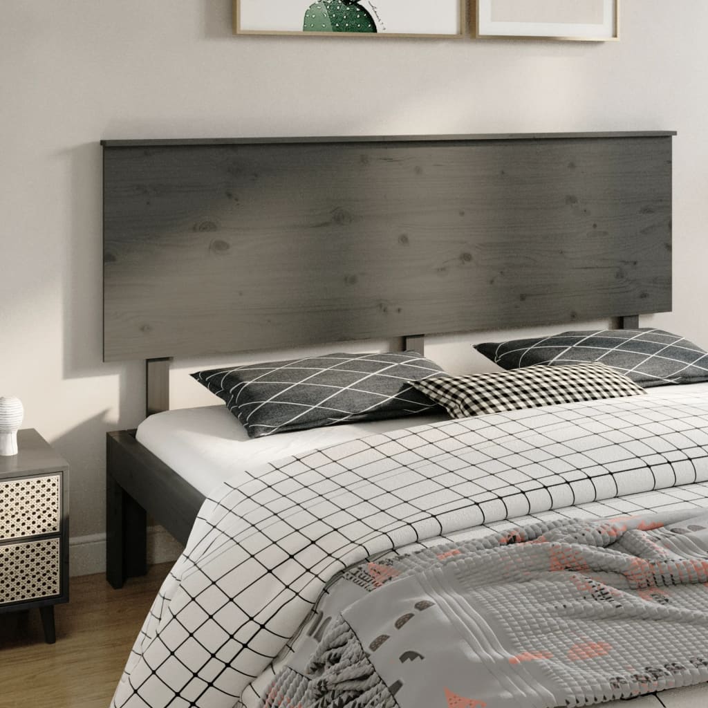 Čelo postele šedé 184 x 6 x 82,5 cm masivní borovice