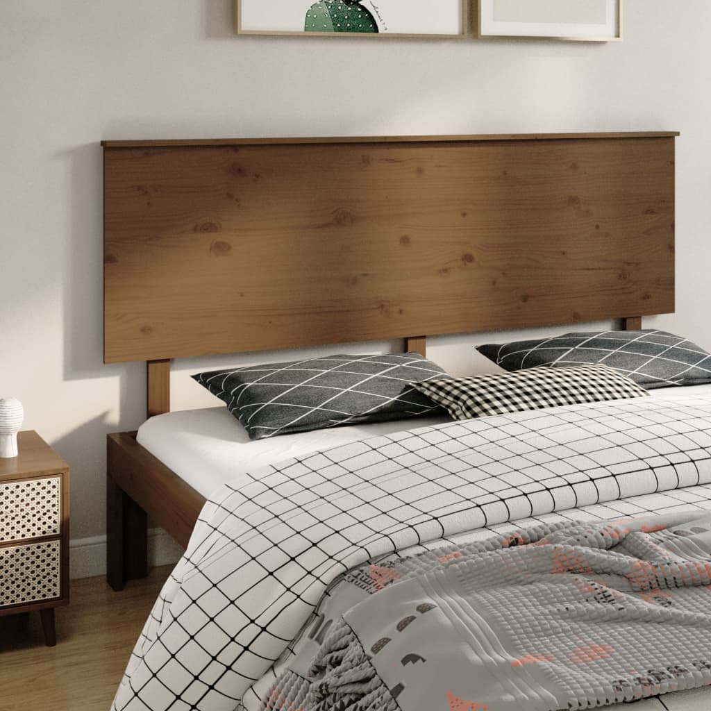 Cabecero de cama madera maciza de pino marrón miel 184x6x82,5cm