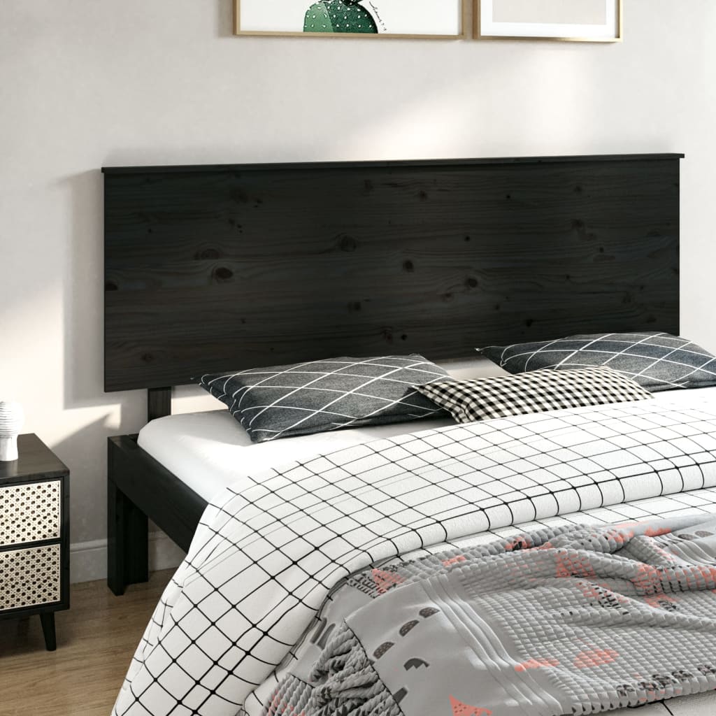 vidaXL Tăblie de pat, negru, 184x6x82,5 cm, lemn masiv de pin