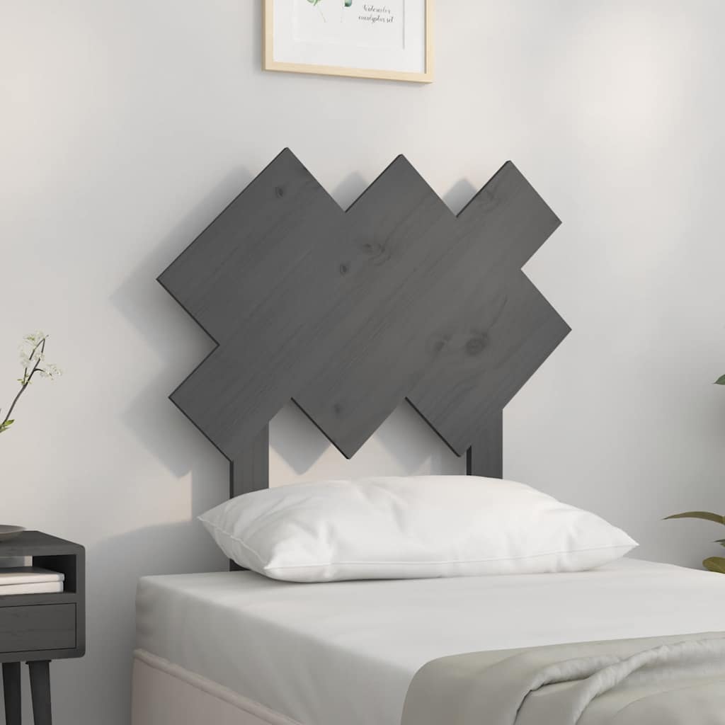 vidaXL sengegærde 72,5x3x81 cm massivt fyrretræ grå billede