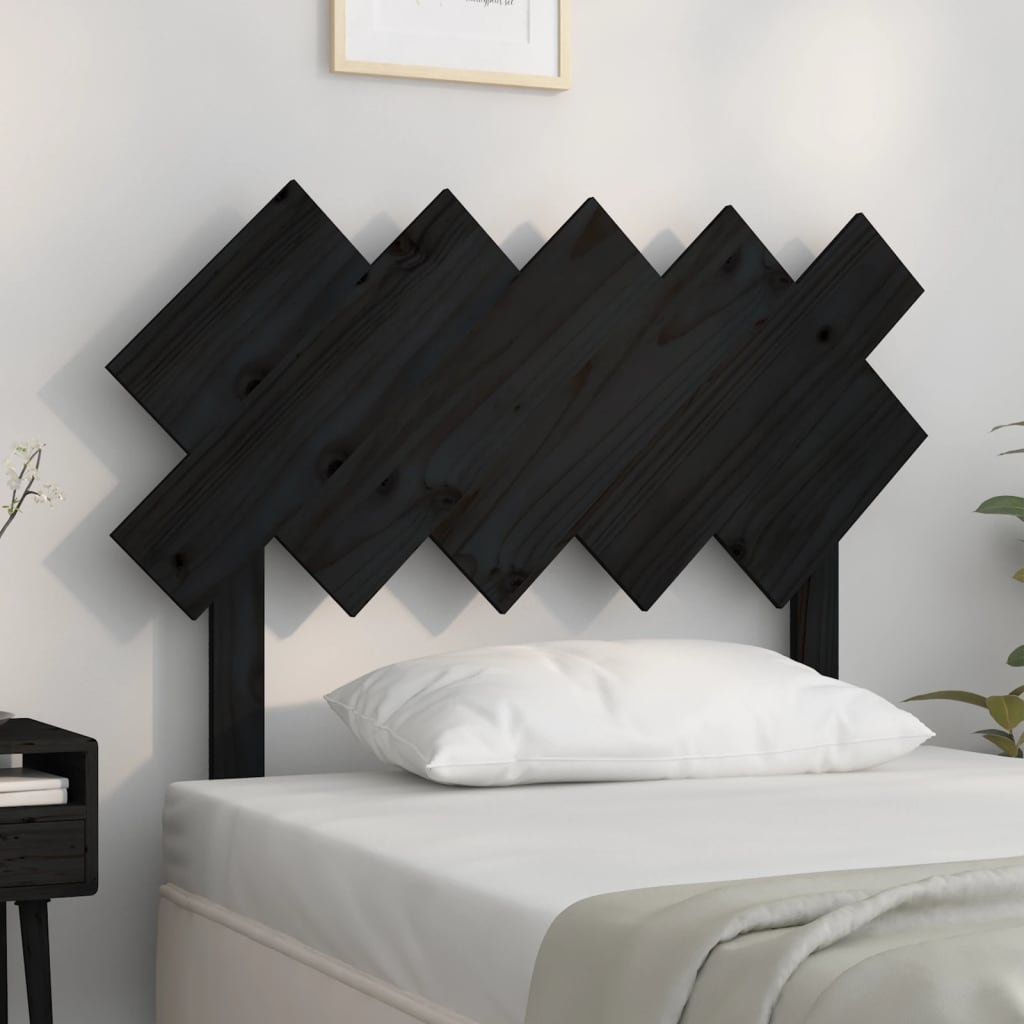 vidaXL Tăblie de pat, negru, 104x3x80,5 cm, lemn masiv de pin