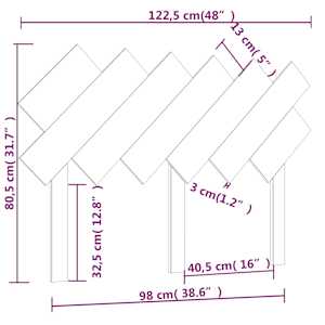 Čelo postele bílé 122,5 x 3 x 80,5 cm masivní borovice - obrázek 6