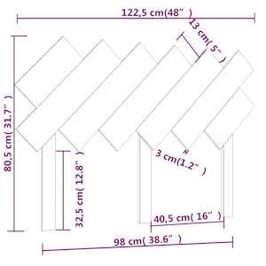Čelo postele šedé 122,5 x 3 x 80,5 cm masivní borovice - obrázek 6