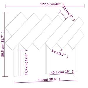 Čelo postele černé 122,5 x 3 x 80,5 cm masivní borovice - obrázek 6