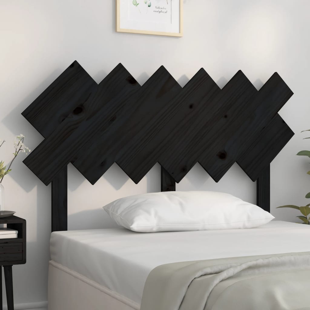 vidaXL Bett-Kopfteil Schwarz 122,5x3x80,5 cm Massivholz Kiefer