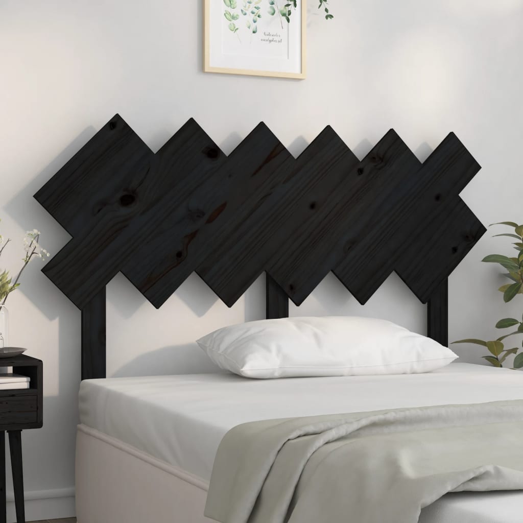 vidaXL Tăblie de pat, negru, 132x3x81 cm, lemn masiv de pin
