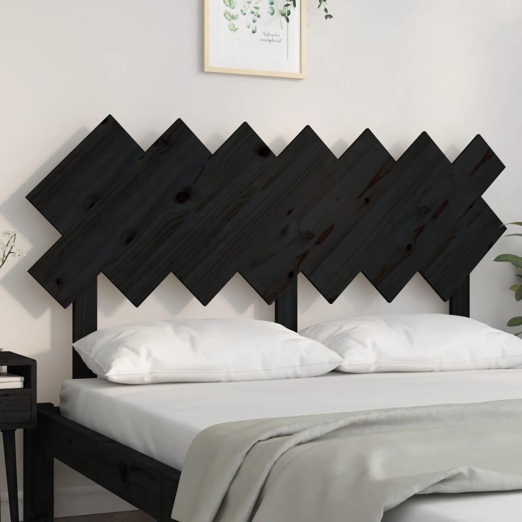 vidaXL Hoofdbord 141x3x80,5 cm massief grenenhout zwart