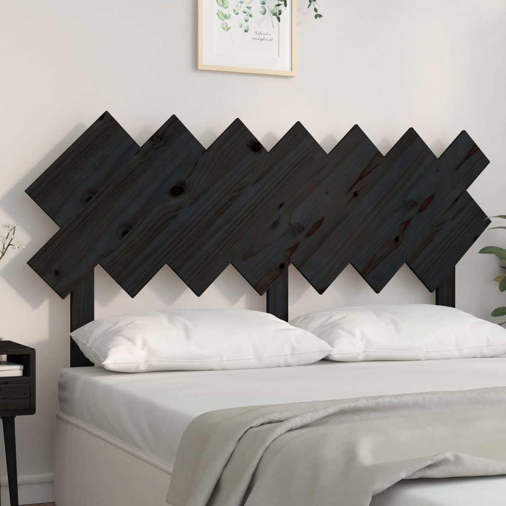 vidaXL Tăblie de pat, negru, 141x3x80,5 cm, lemn masiv de pin