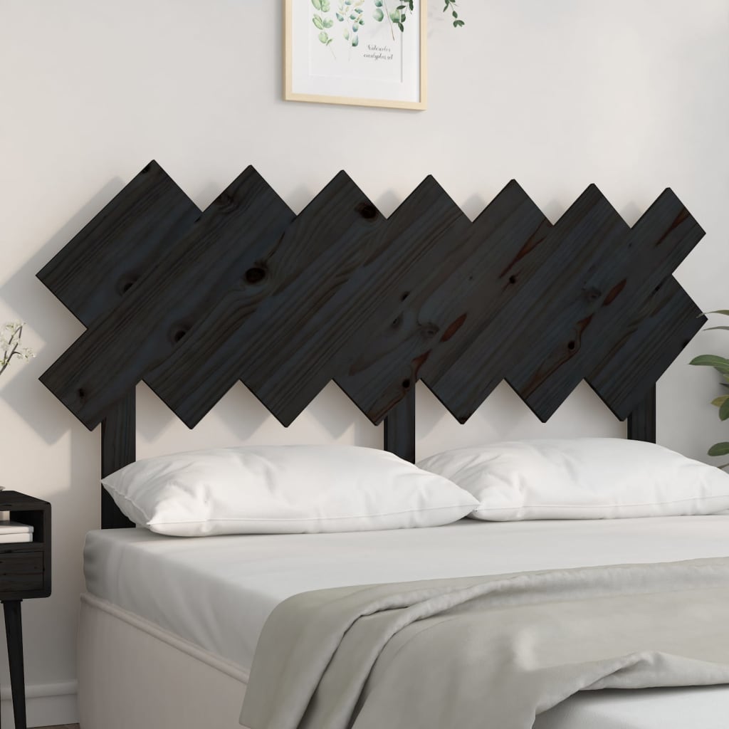 vidaXL sengegærde141x3x80,5 cm massivt fyrretræ sort billede