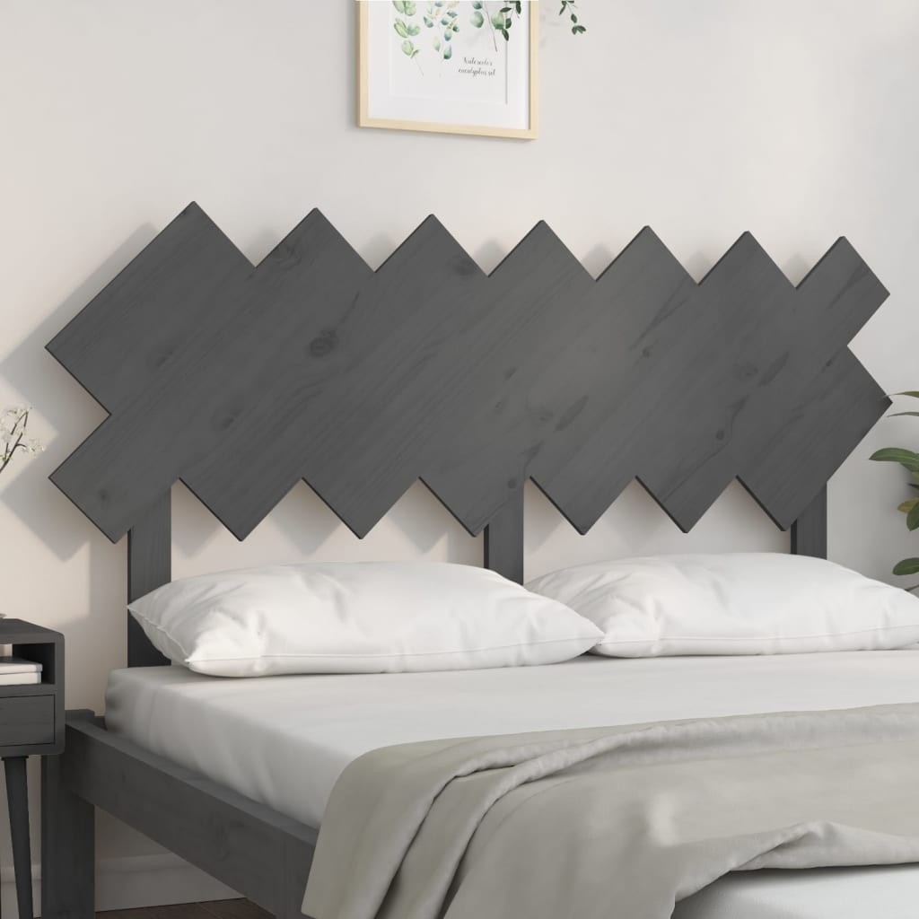 vidaXL Hoofdbord 151,5x3x81 cm massief grenenhout grijs afbeelding