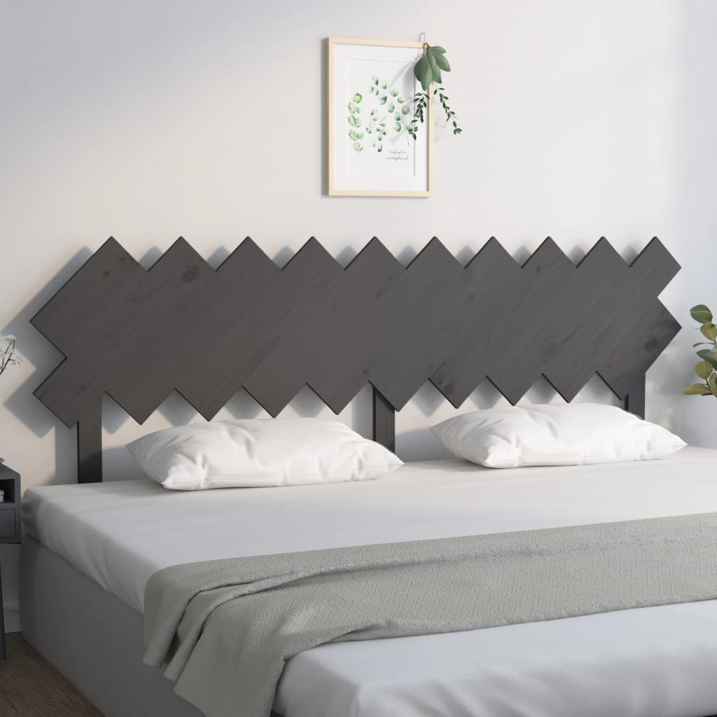 vidaXL Tăblie de pat, gri, 196x3x80,5 cm, lemn masiv de pin