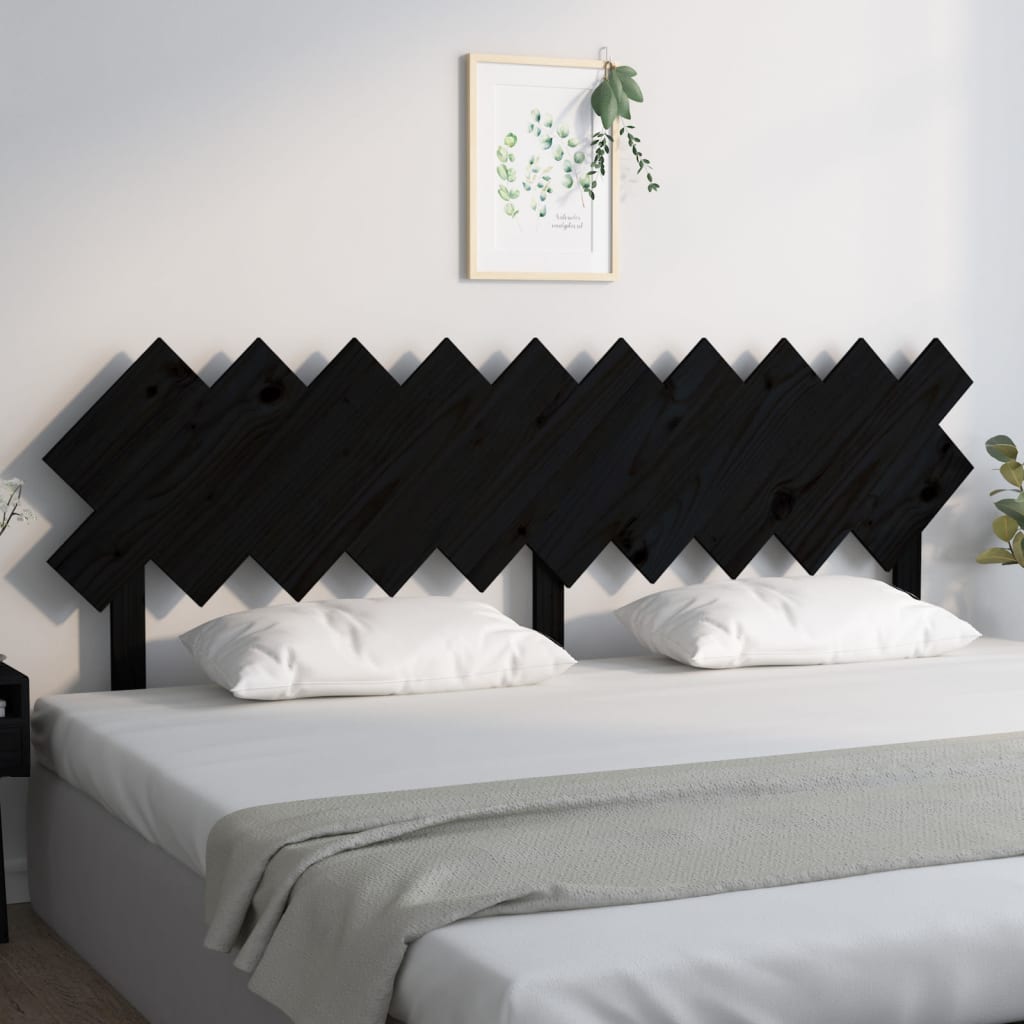 vidaXL Tăblie de pat, negru, 196x3x80,5 cm, lemn masiv de pin