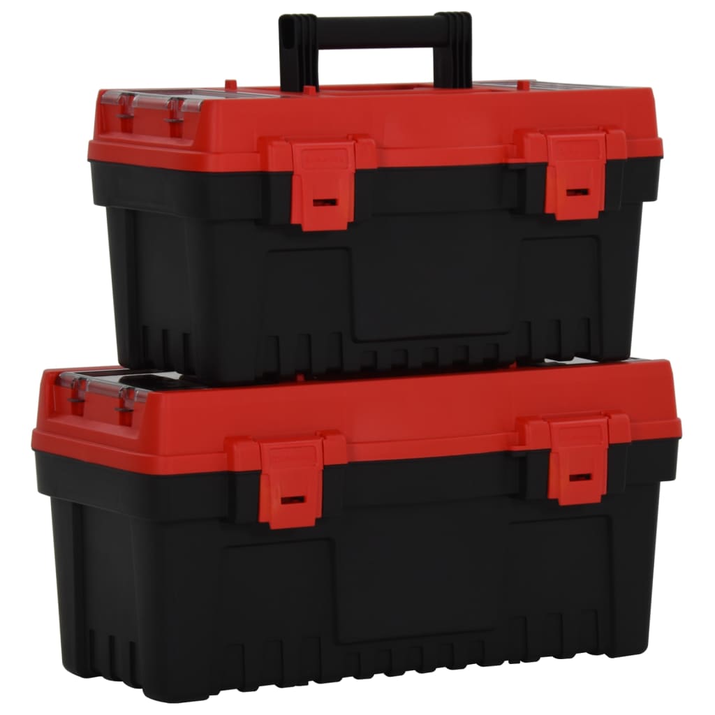 4: vidaXL værktøjskasser 2 stk. polypropylen sort og rød