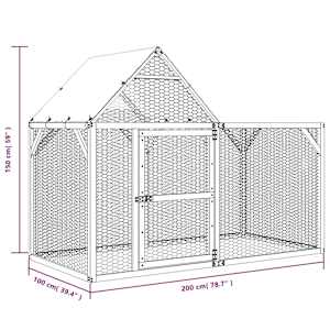 Kurník 200x100x150 cm impregnované masivní borové dřevo - obrázek 7