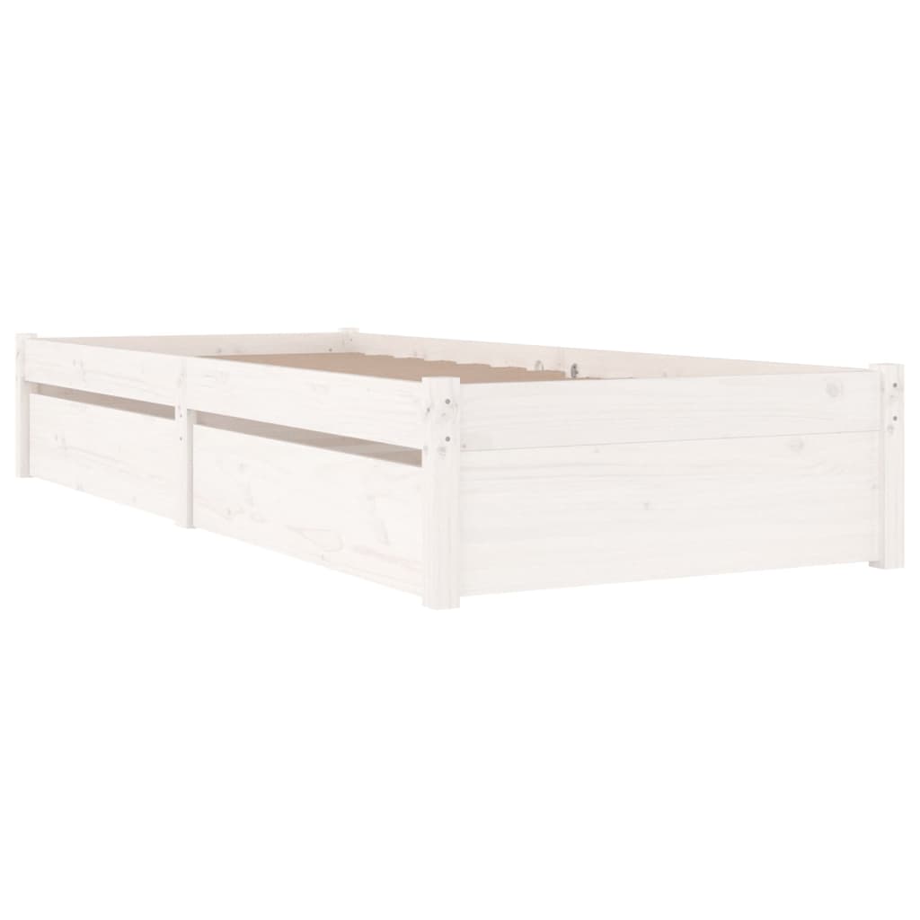 vidaXL Bed Frame with Drawers White 75x190 cm Small Single