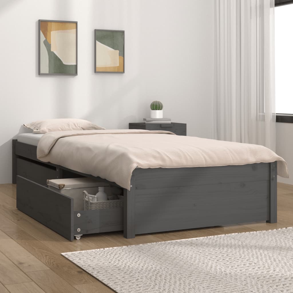 vidaXL Rám postele se zásuvkami šedý 75 x 190 cm Small Single