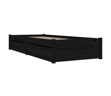 vidaXL Okvir za krevet s ladicama crni 75 x 190 cm 2FT6 jednokrevetni