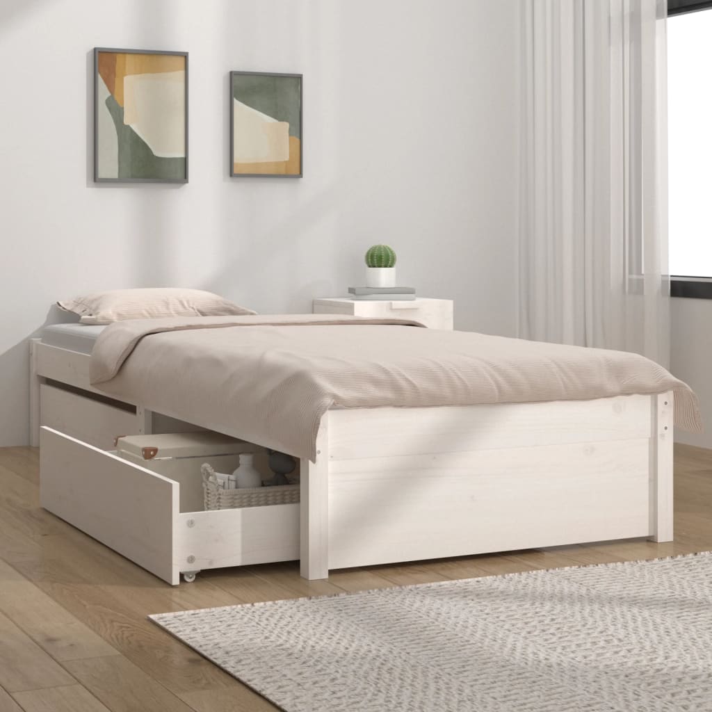 vidaXL Estructura de cama individual con cajones blanco 90x190 cm