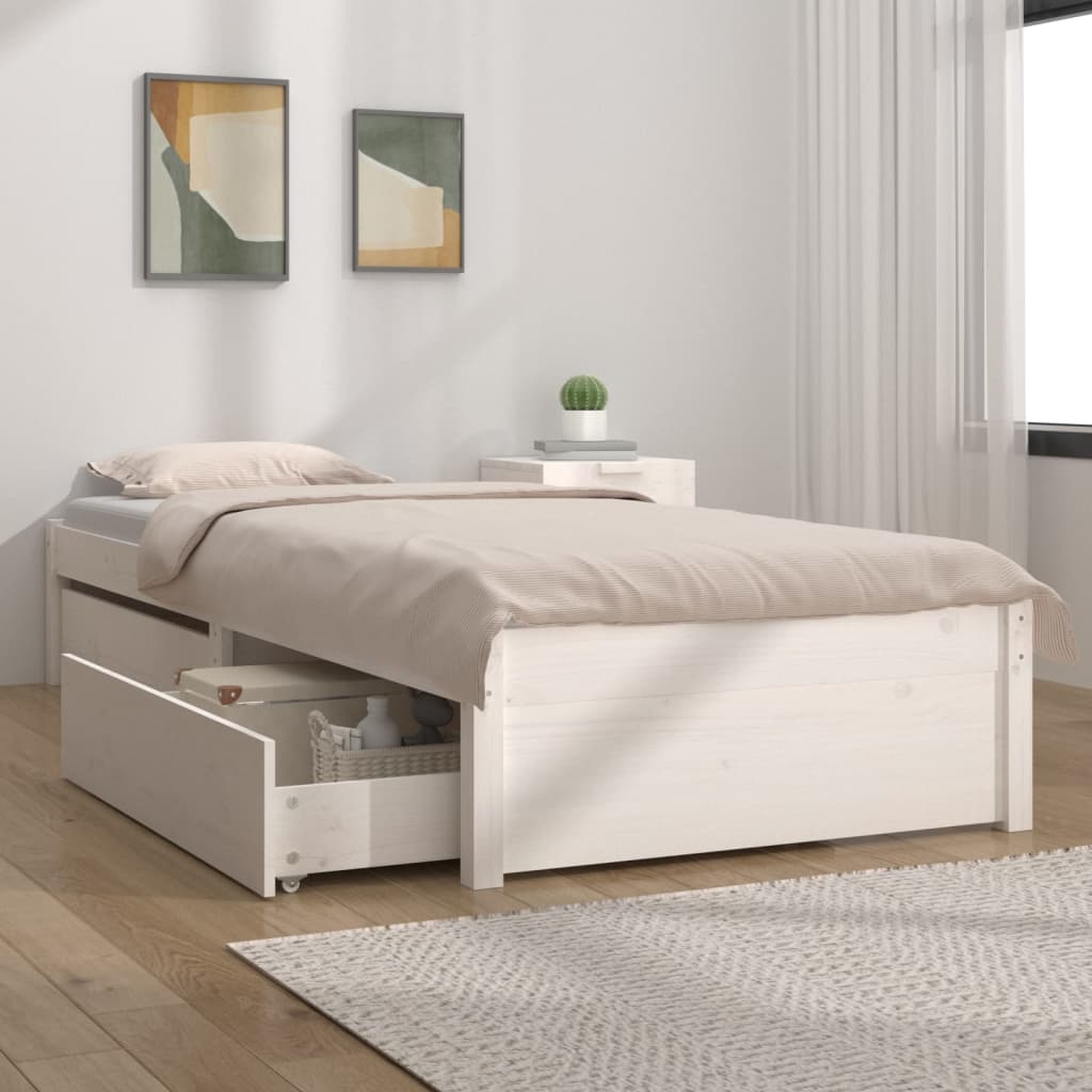 vidaXL Rám postele se zásuvkami bílý 90 x 200 cm