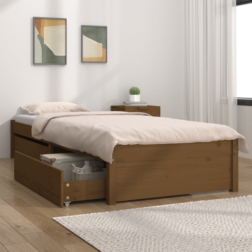 Bett mit Schubladen Honigbraun 90×200 cm kaufen