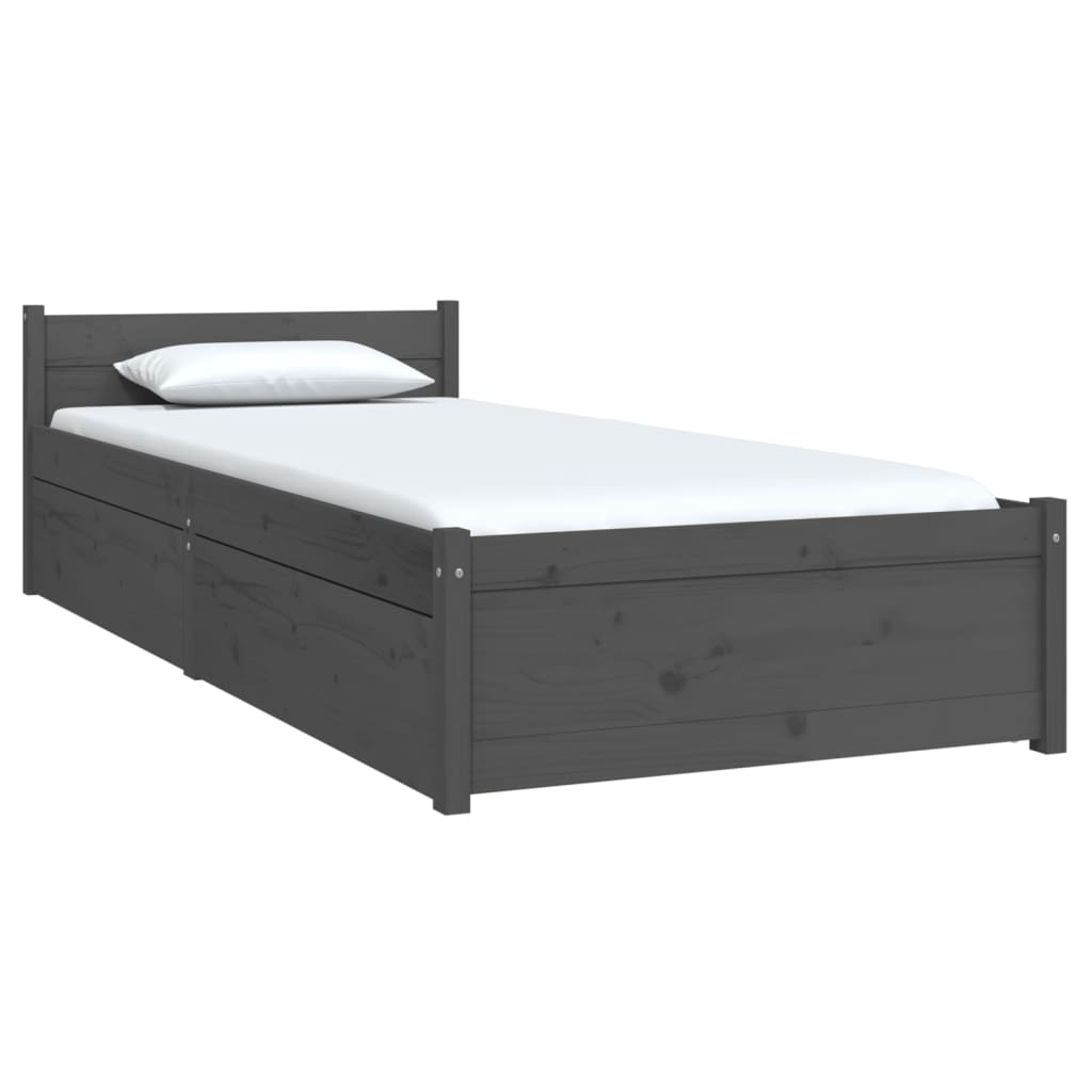vidaXL Bett mit Schubladen Grau 75x190 cm