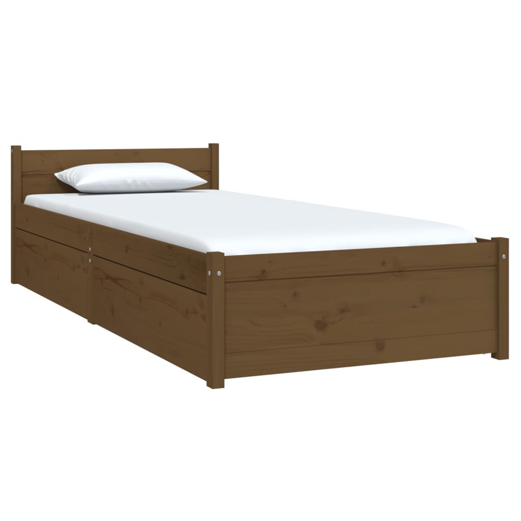 

vidaXL Bedframe met lades honingbruin 75x190 cm 2FT6 Small Single