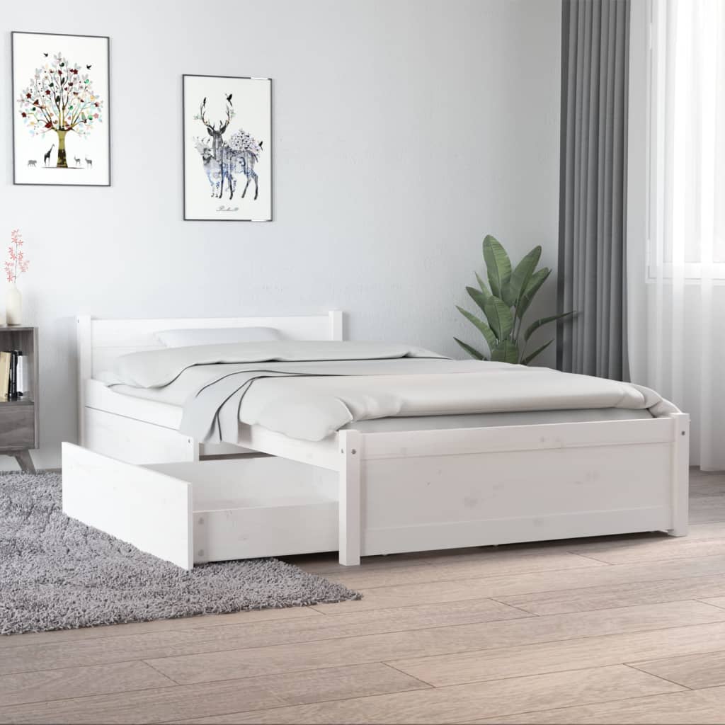 vidaXL Bett mit Schubladen Weiß 90x190 cm