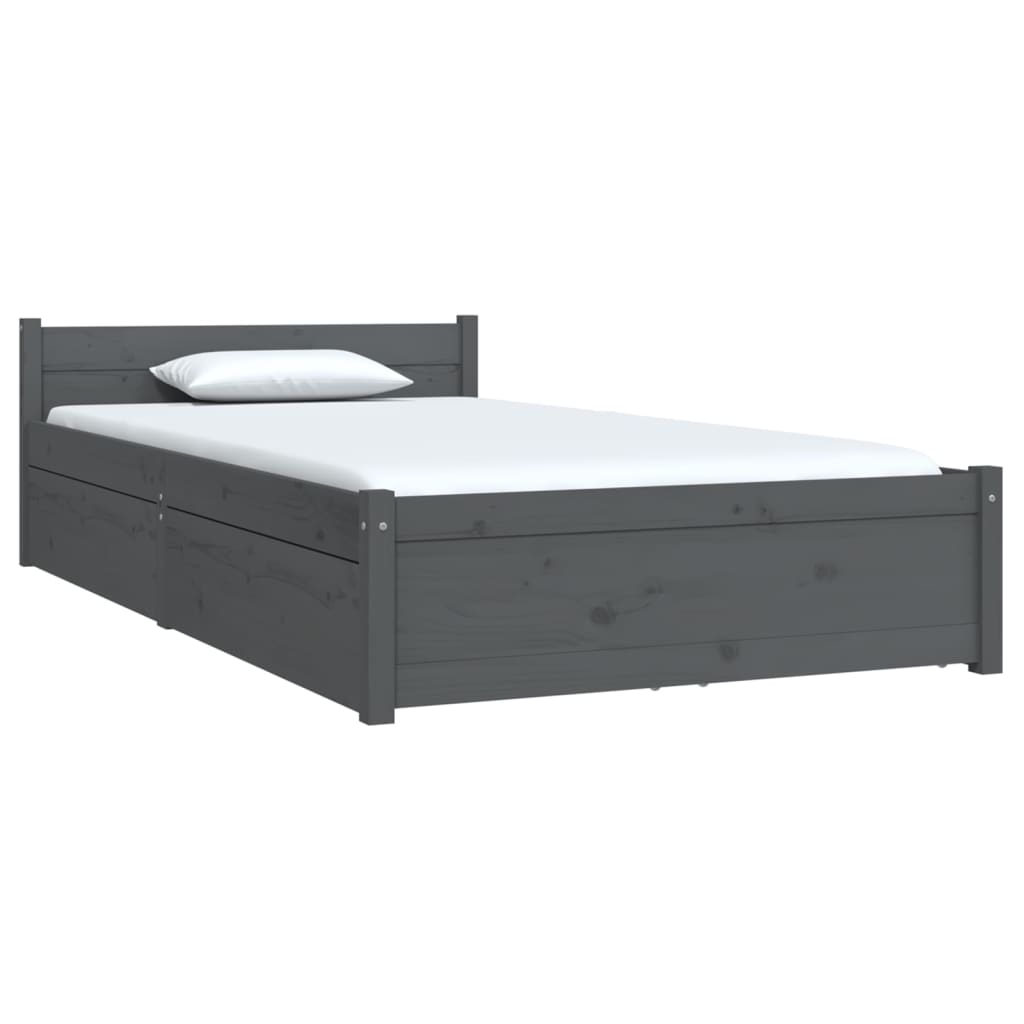 vidaXL Bett mit Schubladen Grau 90x190 cm