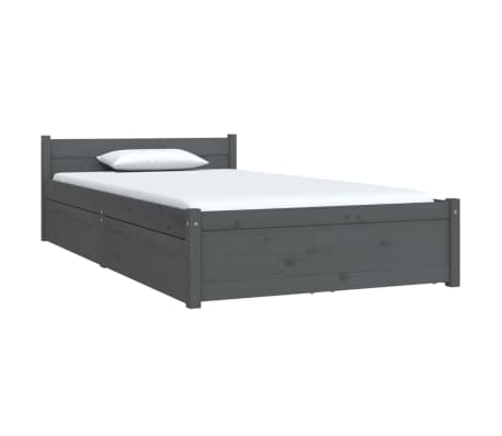 vidaXL Cadre de lit avec tiroirs Gris 90x190 cm Simple