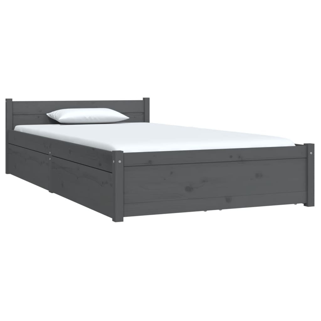 vidaXL Bed Frame with Drawers Grey 90x200 cm