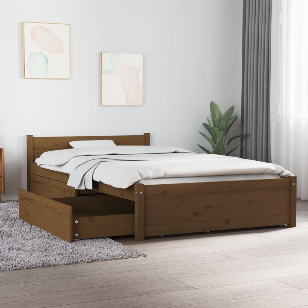 Bett mit Schubladen Honigbraun 90×200 cm kaufen