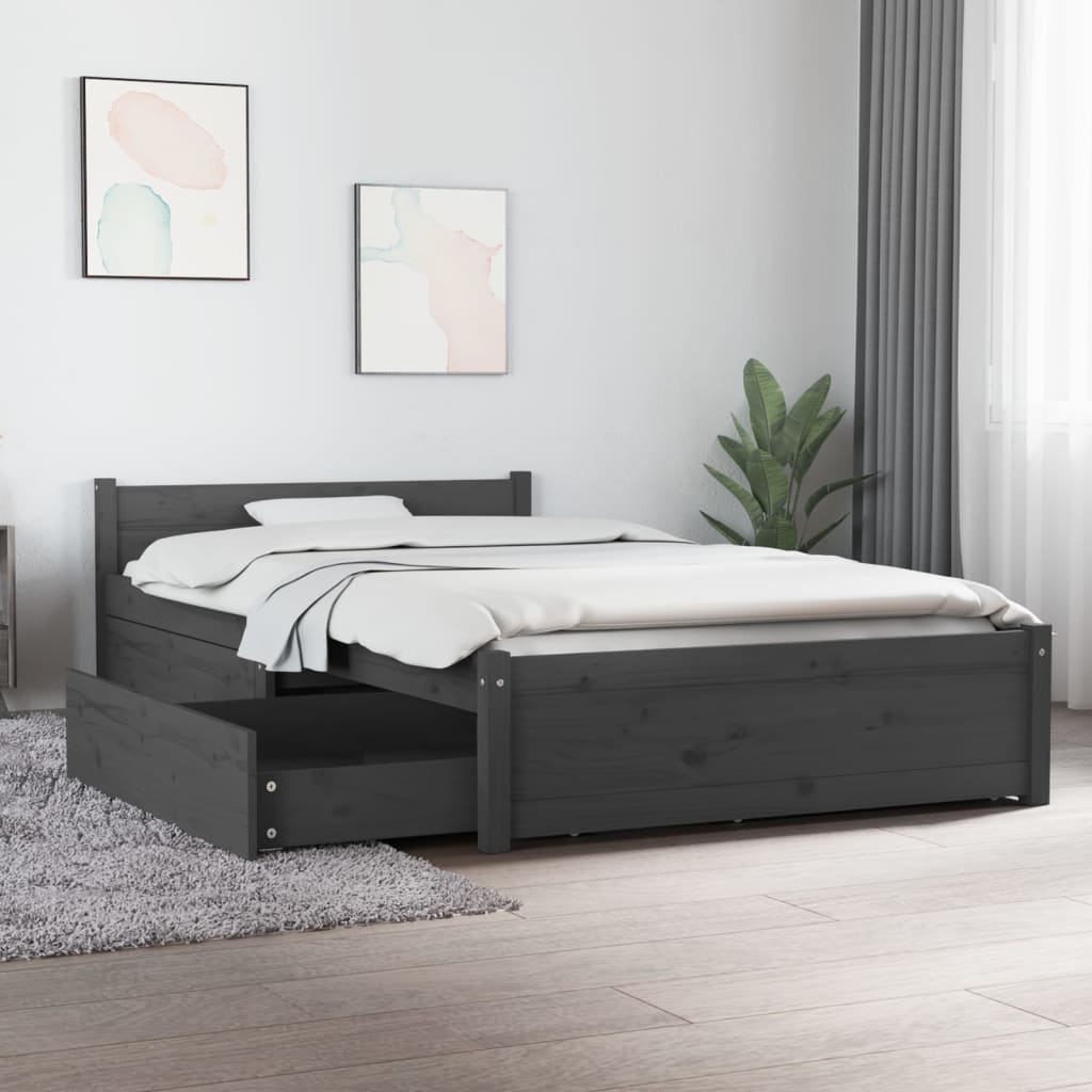 Bett mit Schubladen Grau 100x200 cm-1