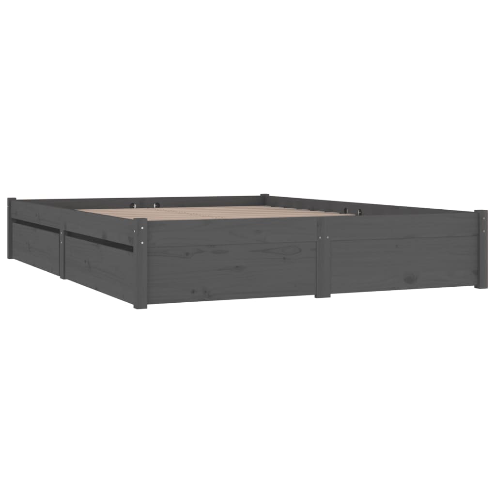 vidaXL Рамка за легло с чекмеджета, сива, 120x190 см, 4FT Small Double