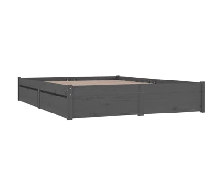 vidaXL Рамка за легло с чекмеджета, сива, 120x190 см, 4FT Small Double