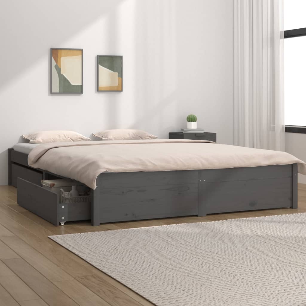 Bett mit Schubladen Grau 120×190 cm 4FT Small Double kaufen
