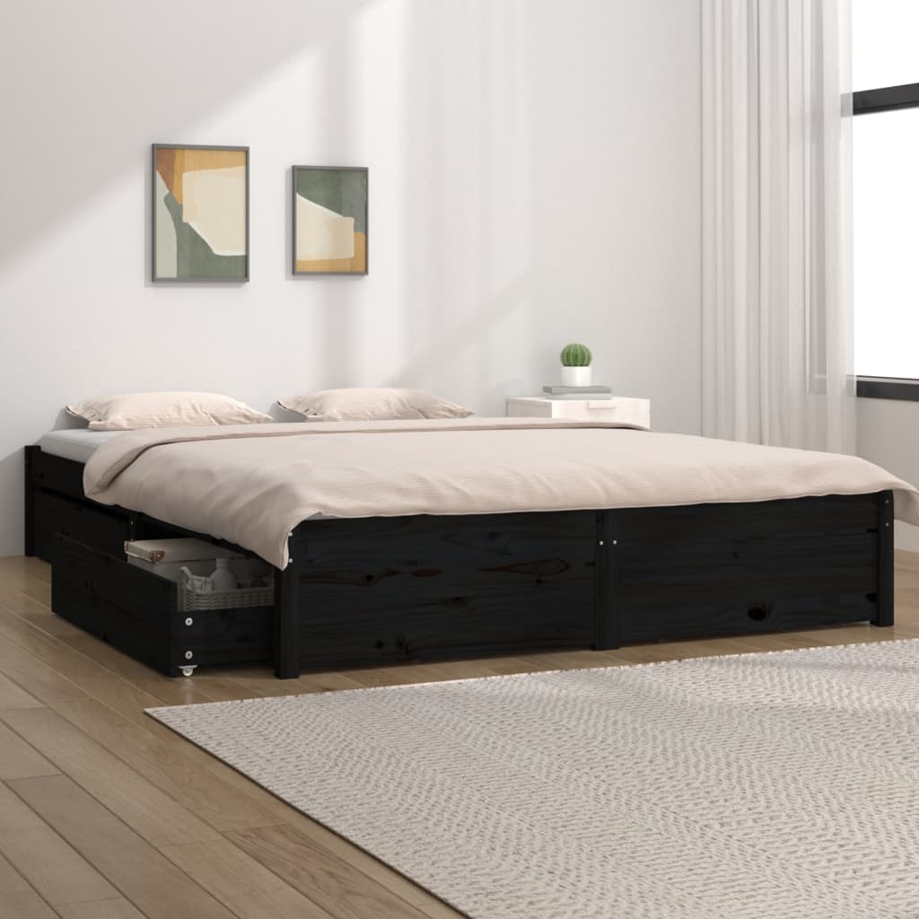 vidaXL Cadru de pat Small Double 4FT, negru, 120x190 cm