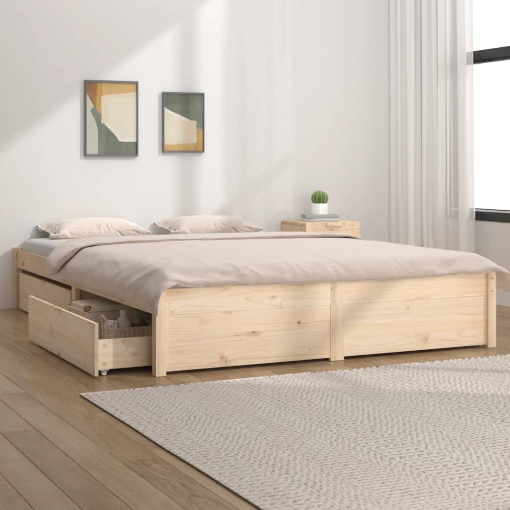 vidaXL Bett mit Schubladen 135x190 cm