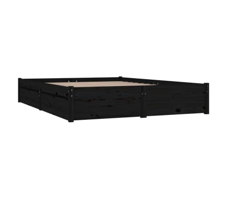 vidaXL Bed Frame without Mattress with Drawers Black King Size