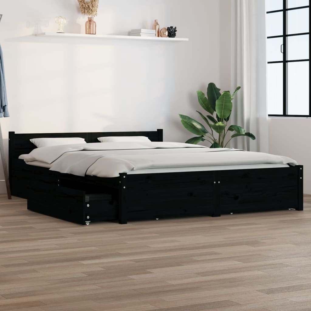 Rám postele se zásuvkami černý 120 x 190 cm Small Double