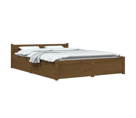 vidaXL Bed Frame without Mattress with Drawers Honey Brown Double