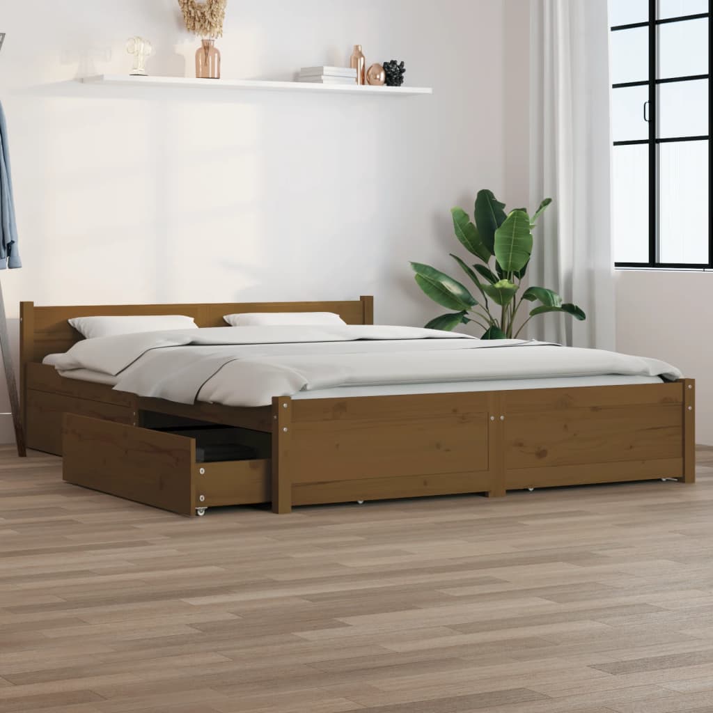 vidaXL Rám postele se zásuvkami medově hnědý 140 x 190 cm