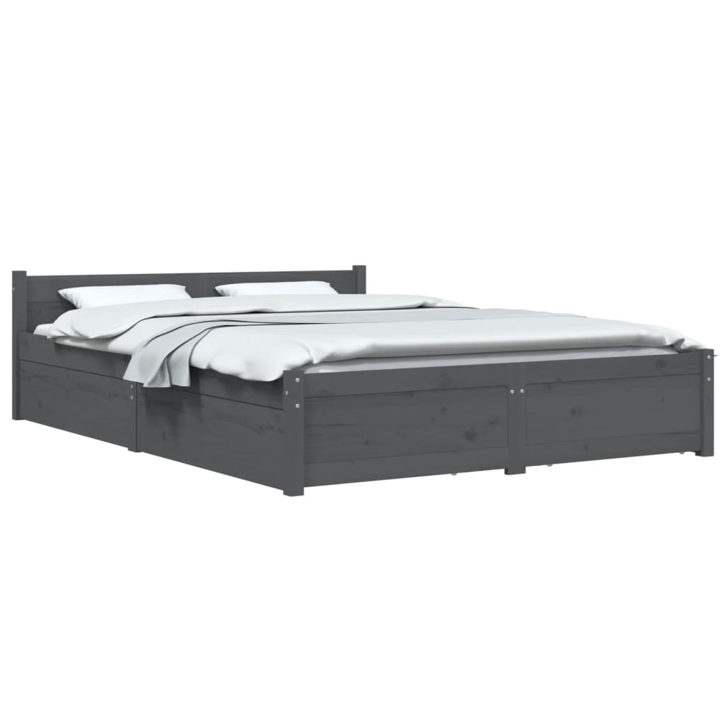 vidaXL Cadre de lit avec tiroirs Gris 120x200 cm