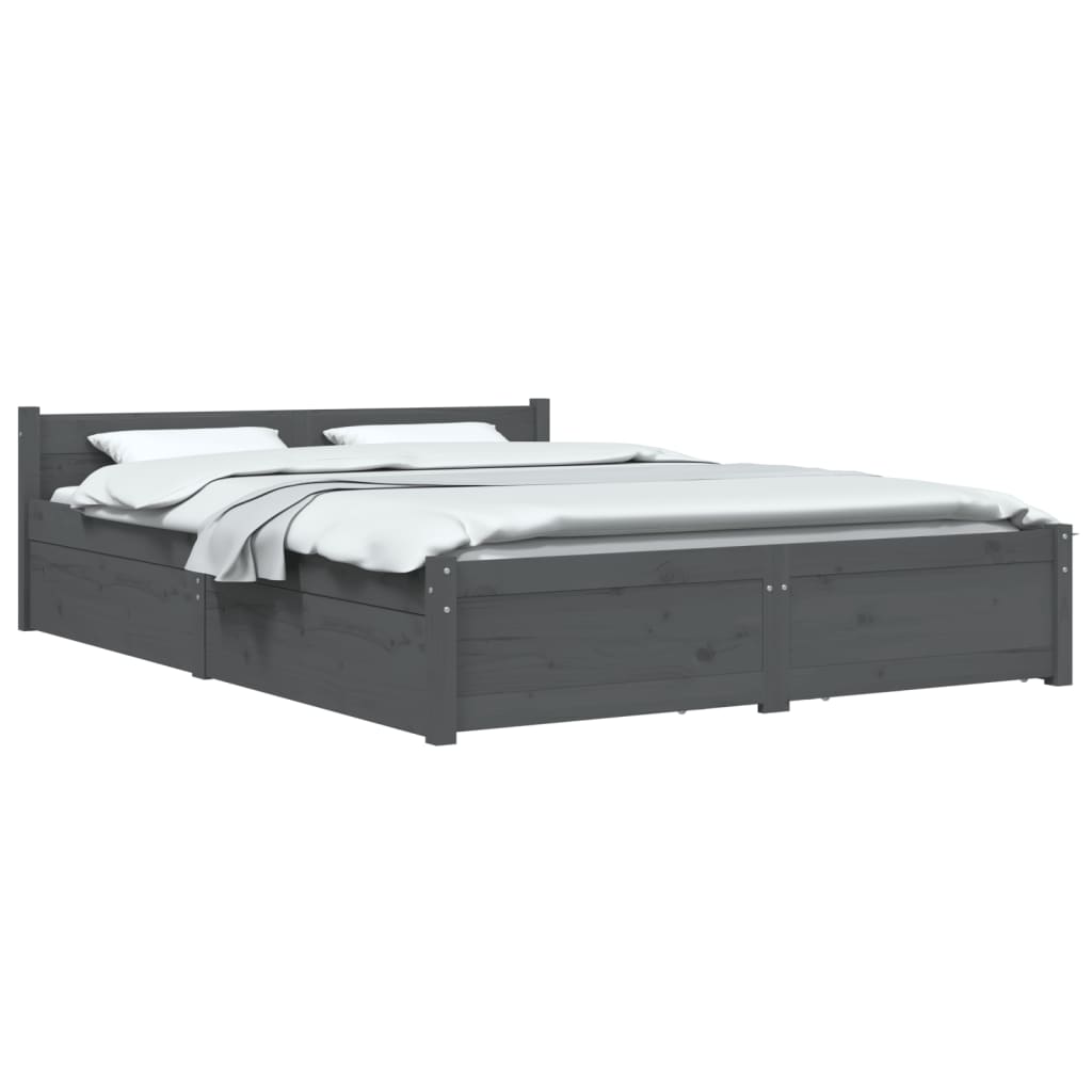 vidaXL Cadre de lit avec tiroirs Gris 140x200 cm